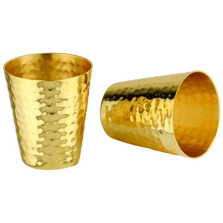 S/2 Hammered Copper Shot Glasses w/ 24K Gold-Plate - Sumiye Co