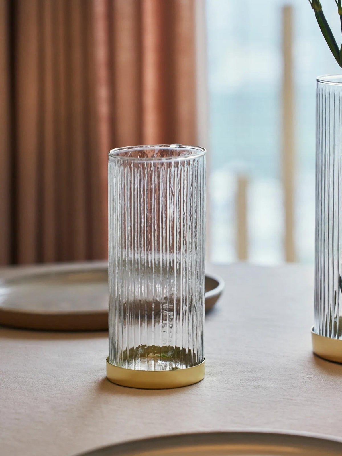 Fluted Glass Vase/Planter, Medium