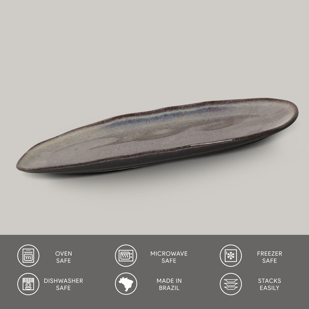 Shallow Organic Oval Platter Large Set of 4