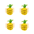 Four pineapple-shaped napkin rings on a white background