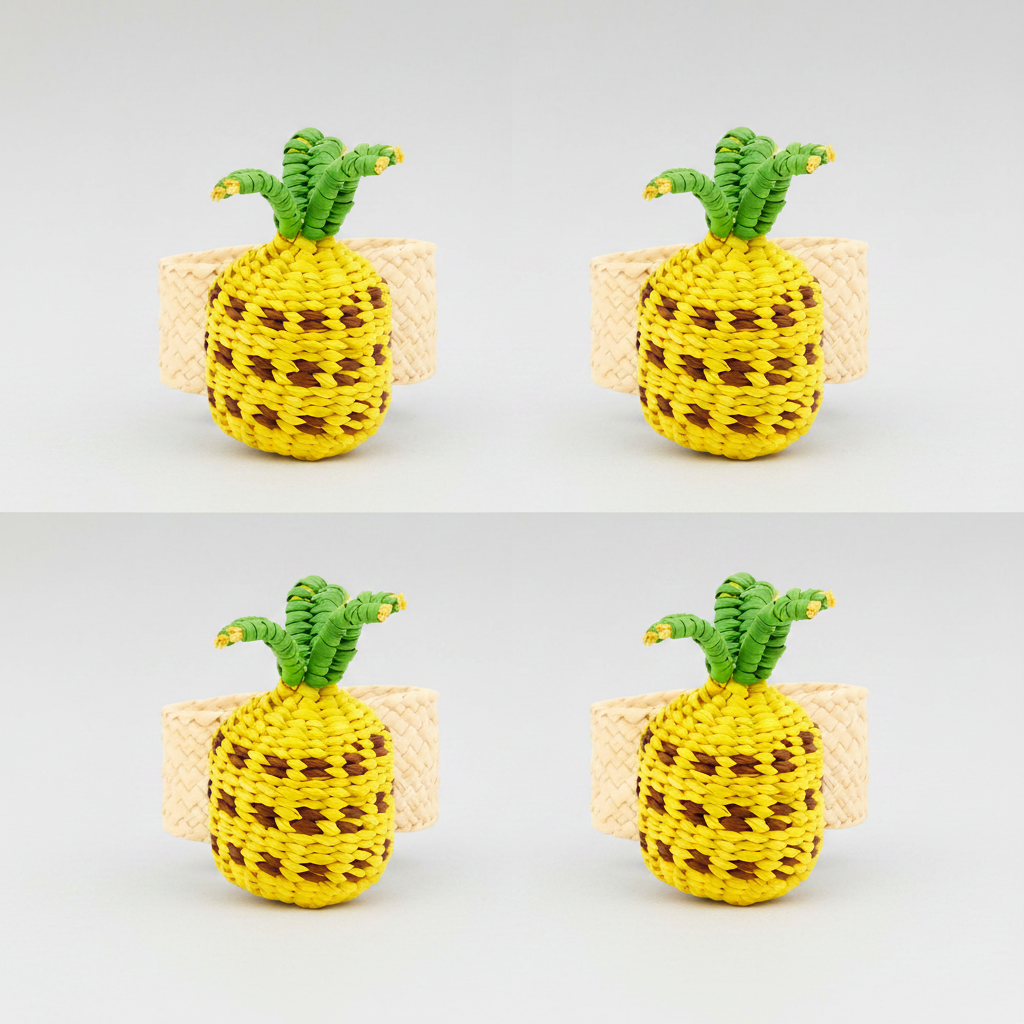 Pineapple Woven Napkin Rings (Set of 4)