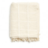 Sea Shell White Textured Checks Handloom Throw - Sumiye Co
