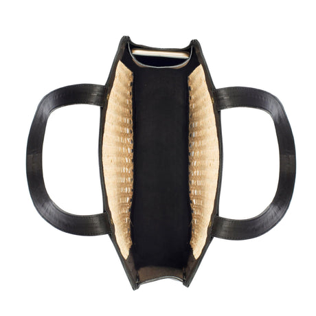 Tall Rattan & Leather Tote Bag - Sumiye Co