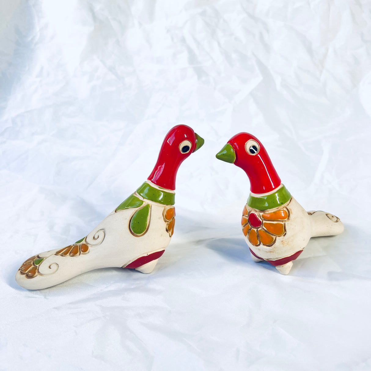 Ceramic Birds Set – Handmade Folk Art Sculpture from Colombia - Sumiye Co