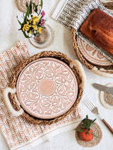 Bread Warmer & Basket Gift Set with Tea Towel - Vintage Vine Round-2