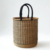 Natural w/ Black Vertical Stripe Laundry Hamper
