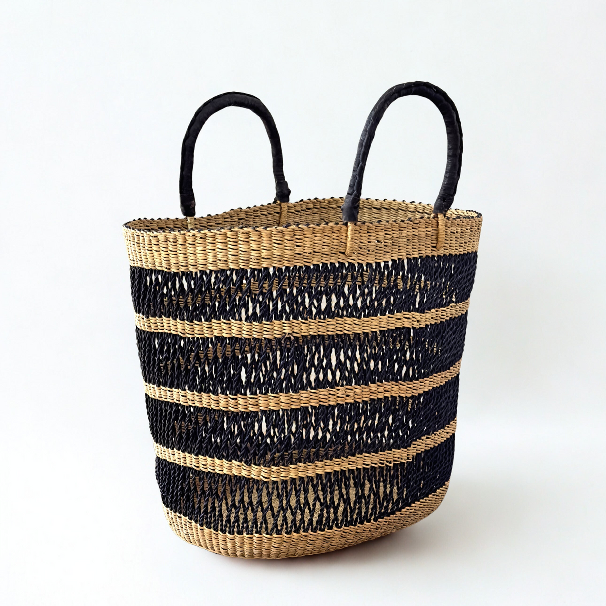 String Basket Tote - Natural & Black