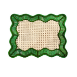 Decorative green lace border on a white background