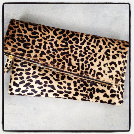 Leopard Print Leather Clutch | Ethically Sourced Hides - Sumiye Co