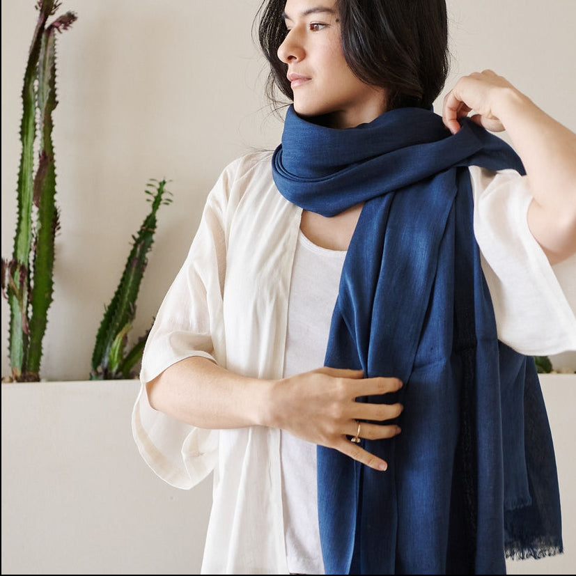 Hand Woven Linen Silk Blend Scarf
