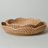 Round Rattan Scalloped Tray 13” - Sumiye Co