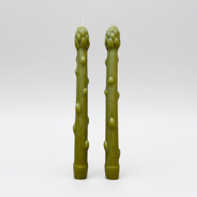 Handcrafted Asparagus Candles – Botanical Taper Candles – Set of 2 - Sumiye Co