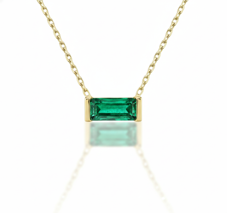 Linéa Baguette Emerald Necklace-0