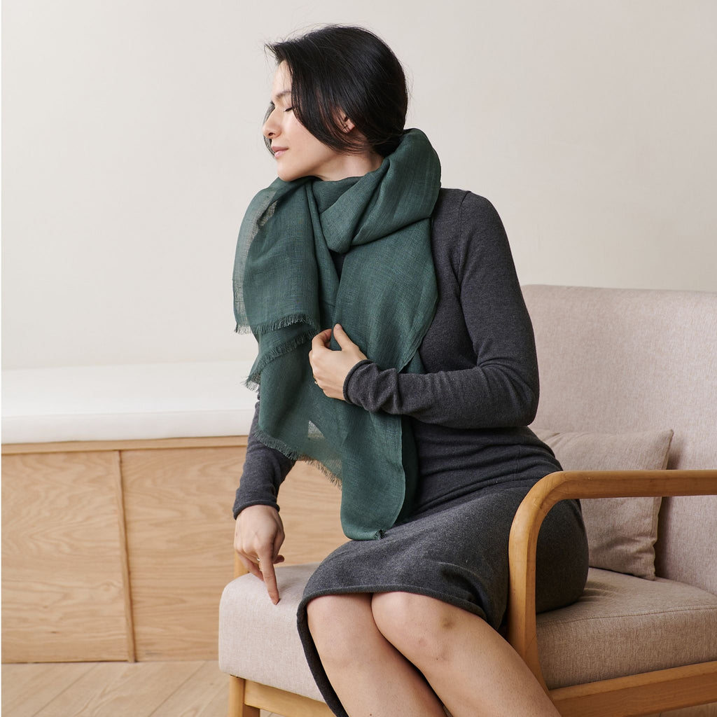 Hand Woven Linen Silk Blend Scarf