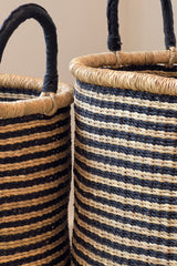 Handwoven Hamper - Natural with Black Stripes - Large - Sumiye Co