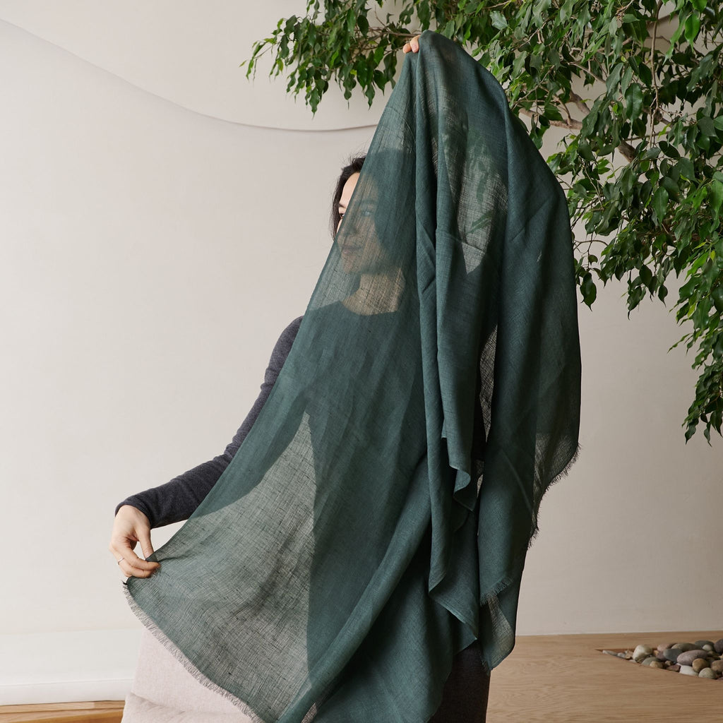 Hand Woven Linen Silk Blend Scarf