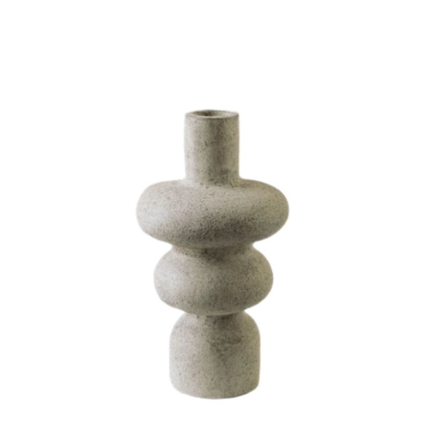 Gray textured vase on a white background
