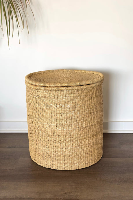 Handwoven Hamper with Lid - Natural - Sumiye Co