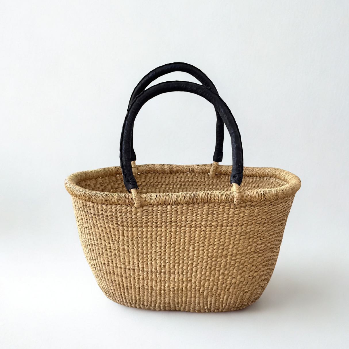 Handwoven Double Weave Oval Market Basket