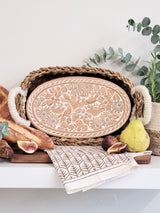 Bread Warmer & Basket Gift Set with Tea Towel - Garden Oval-1