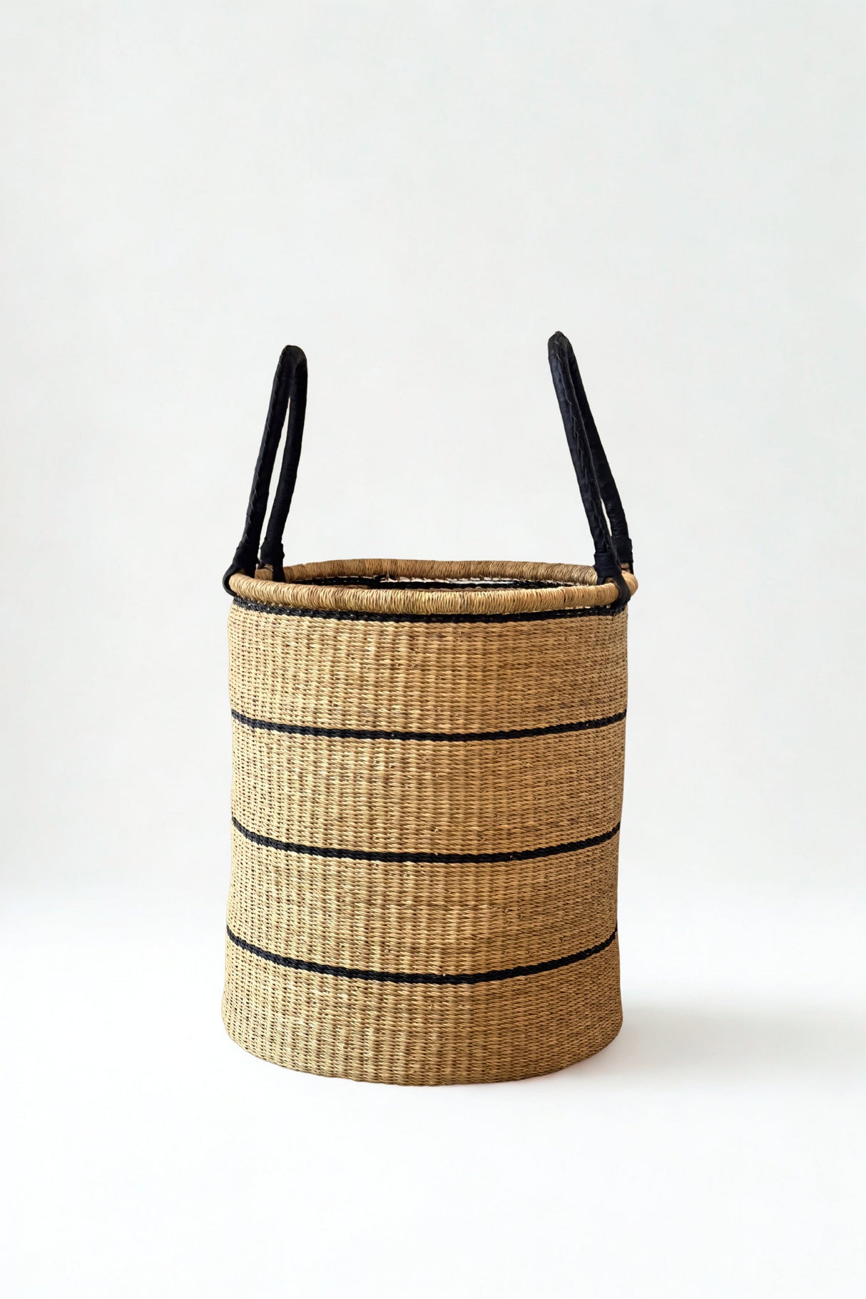 Natural w/ Black Horizontal Stripe Laundry Hamper - Sumiye Co