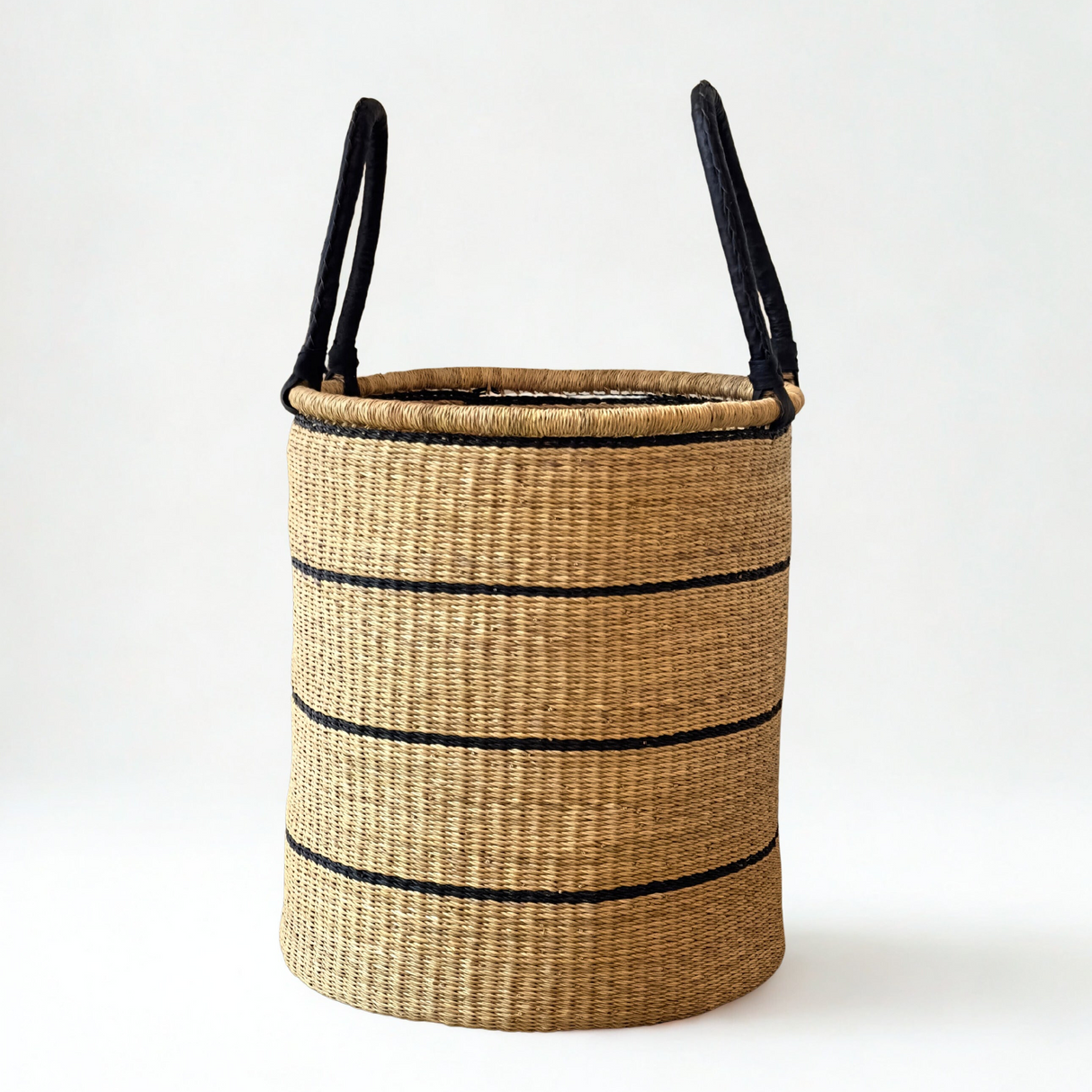 Natural w/ Black Horizontal Stripe Laundry Hamper