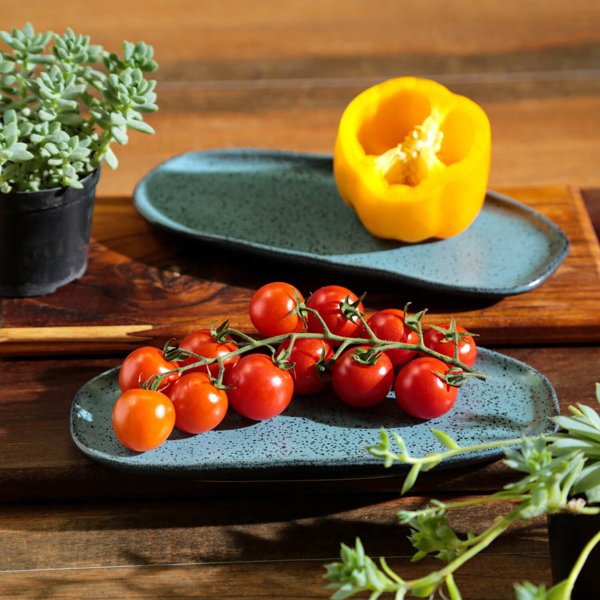 Shallow Organic Oval Platter Small Set of 4