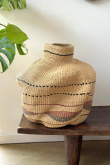 Handwoven Wave Basket Natural With Black