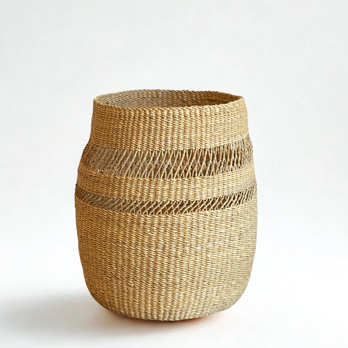 Mixed Weave Natural Planter Basket - Medium