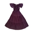 Regina Off-the-shoulder Midi Dress in Eggplant - Sumiye Co