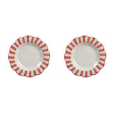 Ceramic Stripe Salad Plate, Red- 8.25x 8.25 x 1.25 Inches ( Set of 2 )