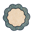 Decorative placemat with textured green rim and beige center on a white background