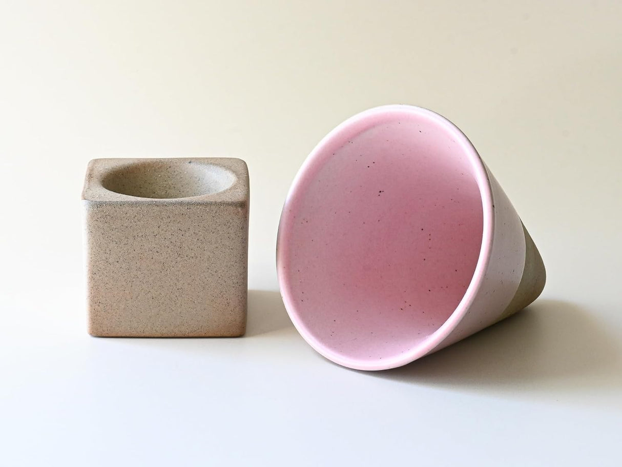 Pink Coffee Mug with Base - 6.8 oz/200ml - Sumiye Co