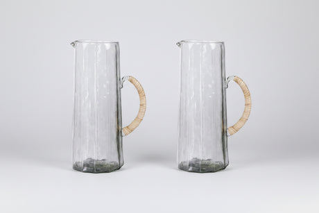 Hammered water pitcher, Natural -6.25 x 9.5 Inches ( Set of 2 ) - Sumiye Co