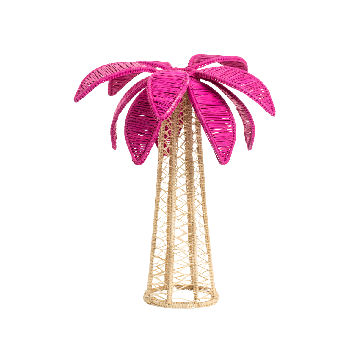 Palm Tree Woven Candle Holder - Large - Hot Pink