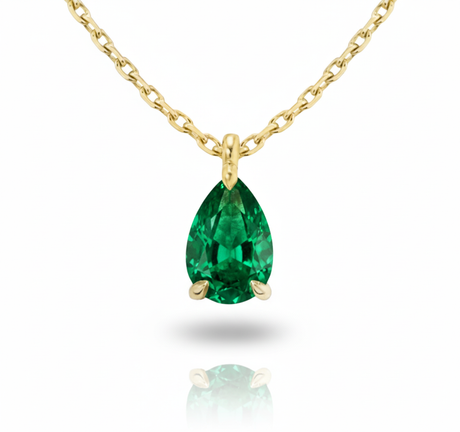Eclisse Pear Emerald Pendant Necklace-0
