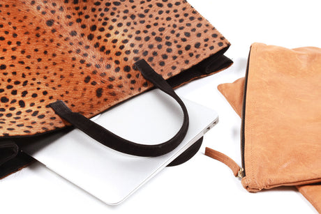 Tote-Leopard Genuine Calf Hair - Sumiye Co