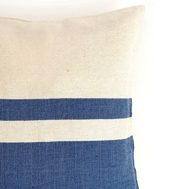 Nativa Woven Throw Pillow Cover  - Natural with Blue | Oaxaca