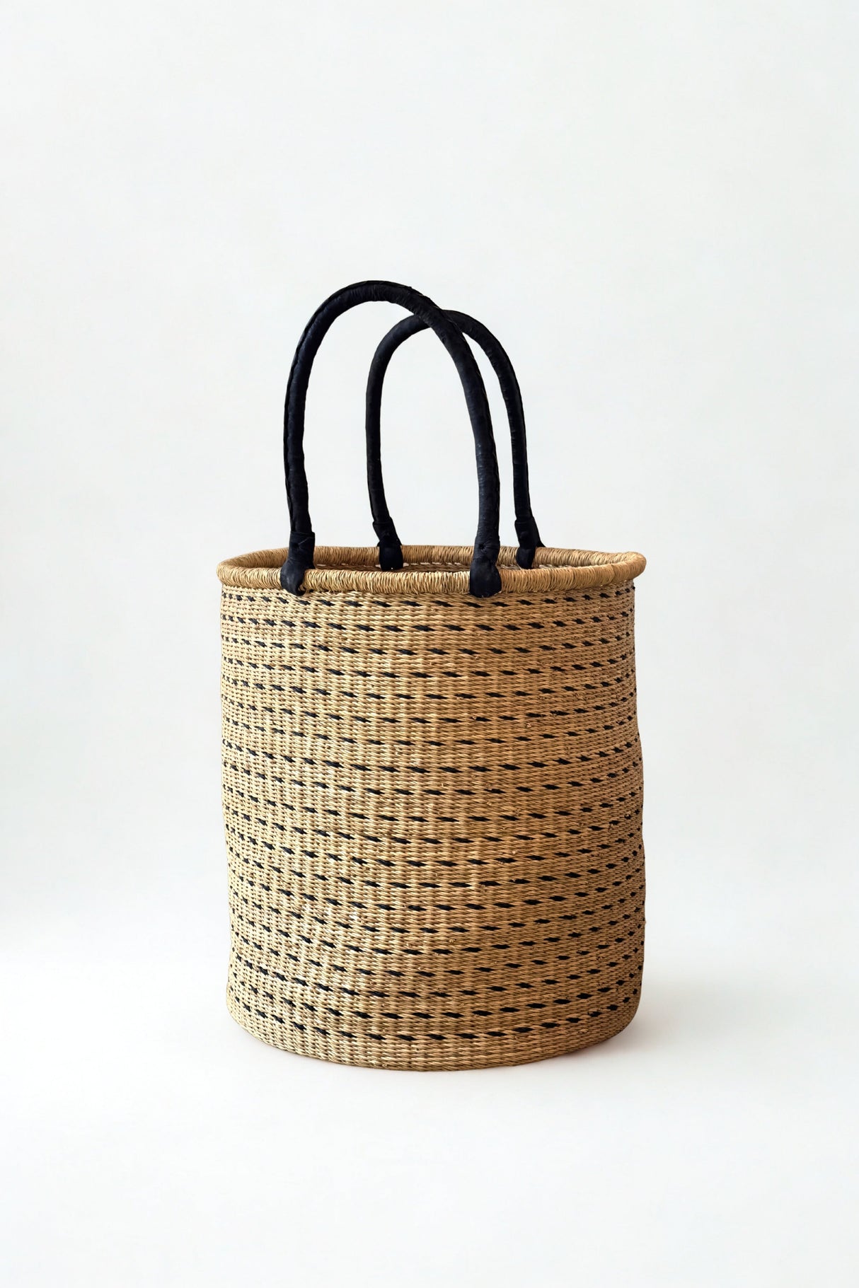 Natural w/ Black Horizontal Dashes Laundry Hamper - Sumiye Co