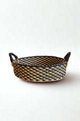 Tray Basket in Natural w/ Black Checks