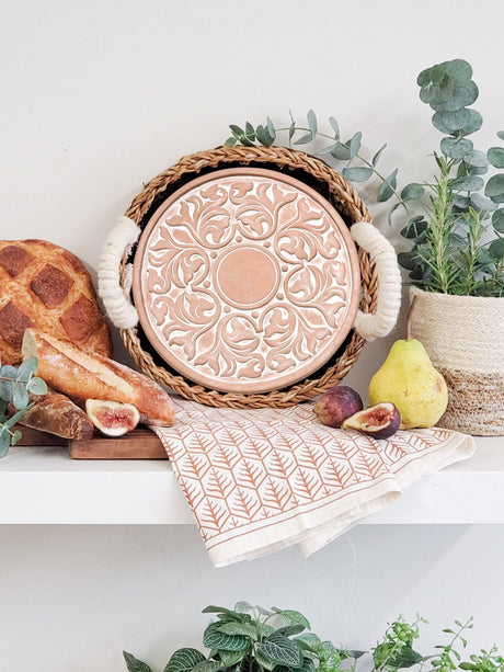 Bread Warmer & Basket Gift Set with Tea Towel - Vintage Vine Round-3