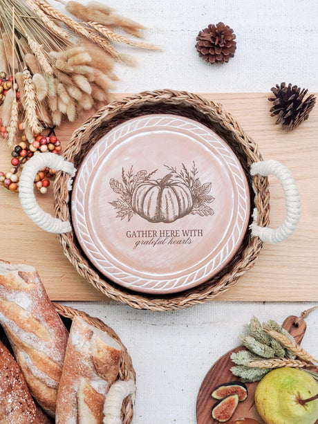 Bread Warmer & Basket - Pumpkin Round-1