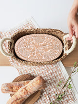 Bread Warmer & Basket Gift Set with Tea Towel - Garden Oval-3