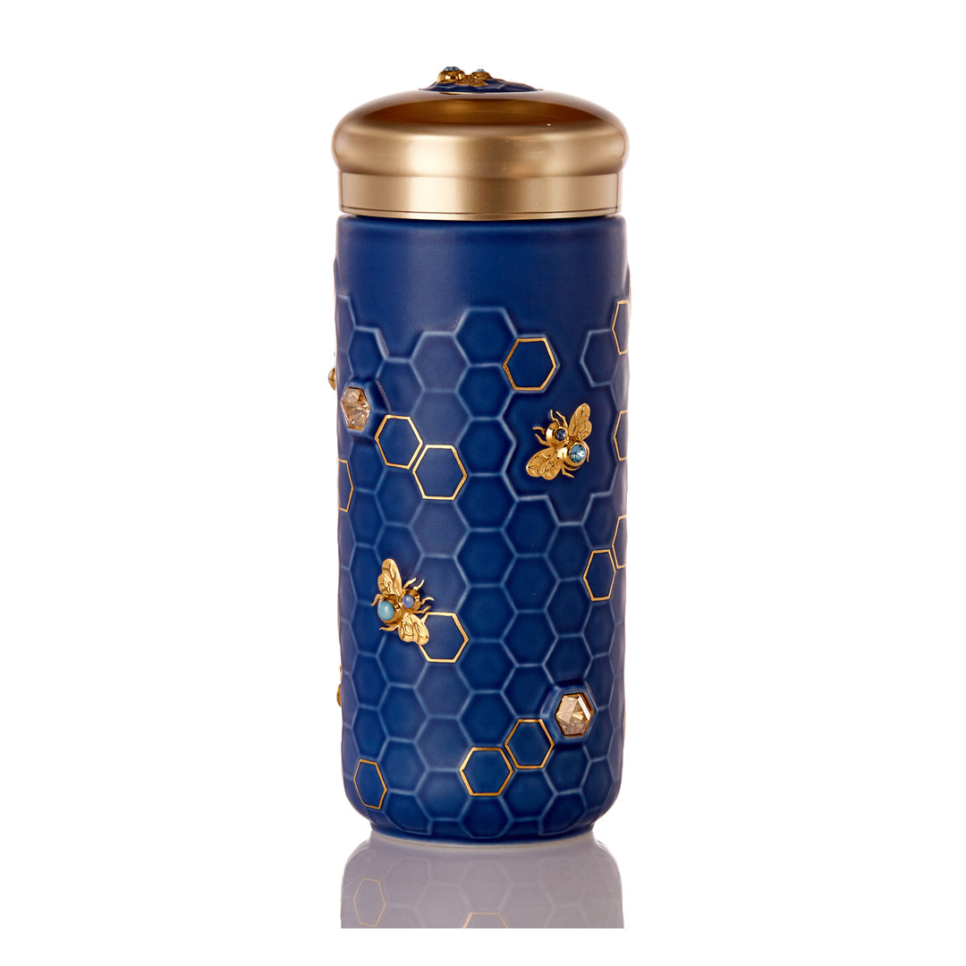 Ceramic Travel Mug | Honey Bee & Crystals - Hand Painted (12 oz)-0