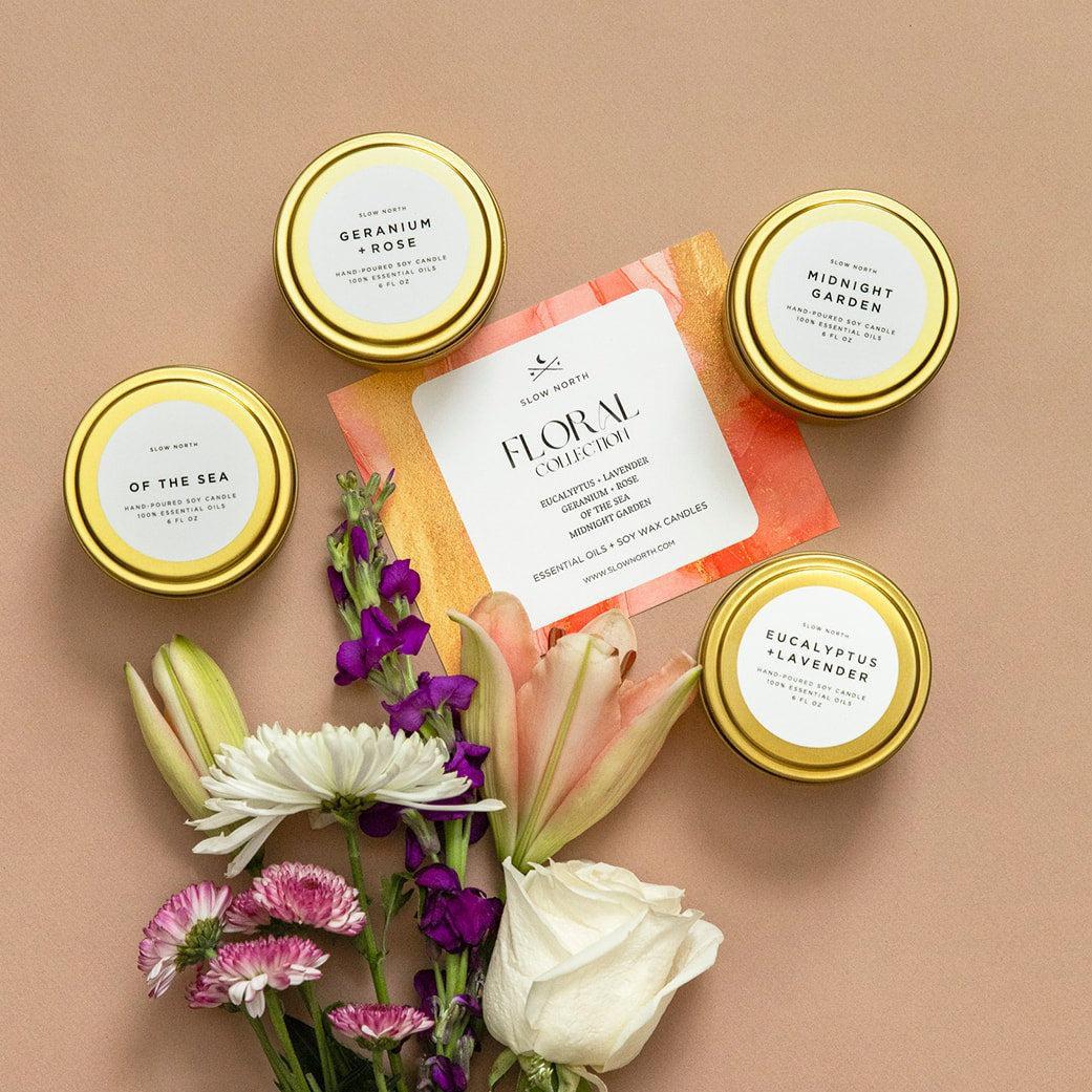 Floral Collection - 4 Pack | 6oz Travel Scented Candles