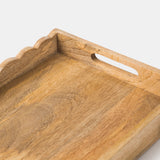 Scalloped Elegance Handcrafted Wooden Serving Tray - Sumiye Co