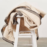 Seytu White  Striped Gently Textured Handloom Throw - Sumiye Co