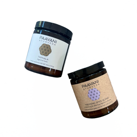 Two jars of Paavani Ayurveda products on a white background