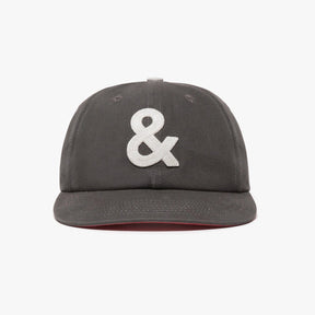 Gray cap with a white ampersand symbol on a white background