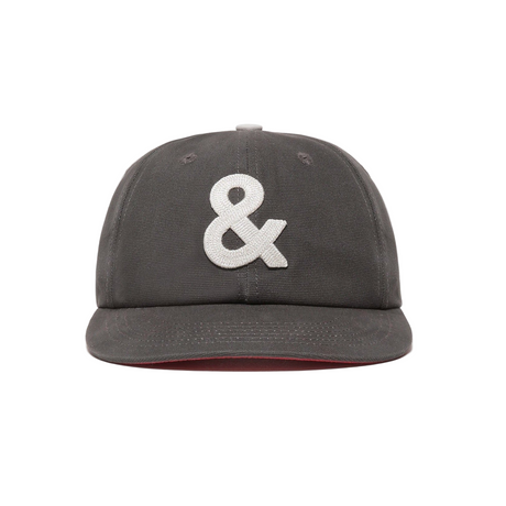 Gray cap with a white ampersand symbol on a white background